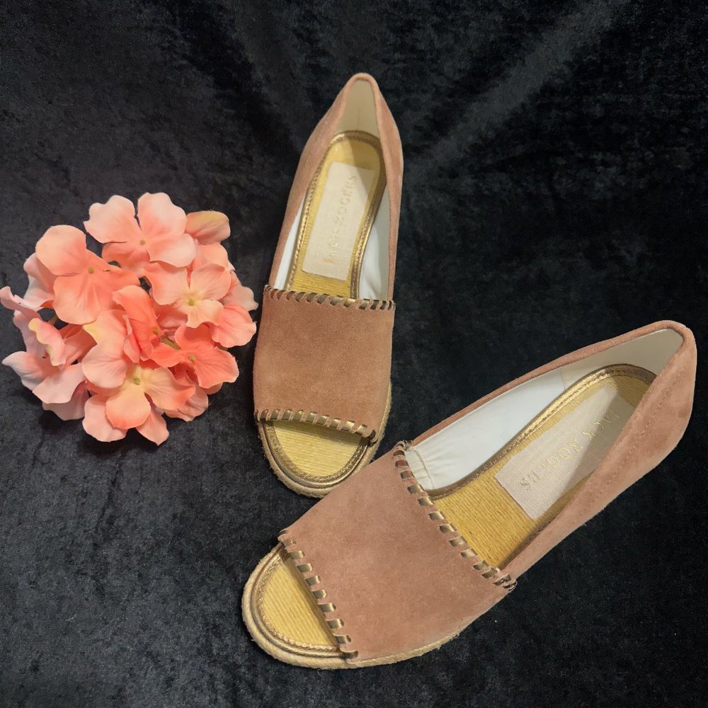 Jack Rogers Palmer Wedge Heel Sandals Metallic Mauve Size 8.5
